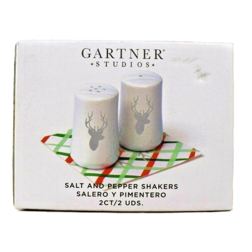 Gartner Studios Silver Reindeer Salt Pepper Shaker 2 Piece Set Holiday Christmas